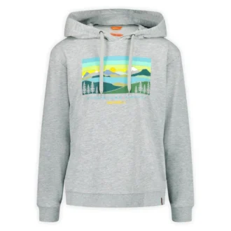 Sudadera con capucha y estampado semicorta Await Adventure para mujer
