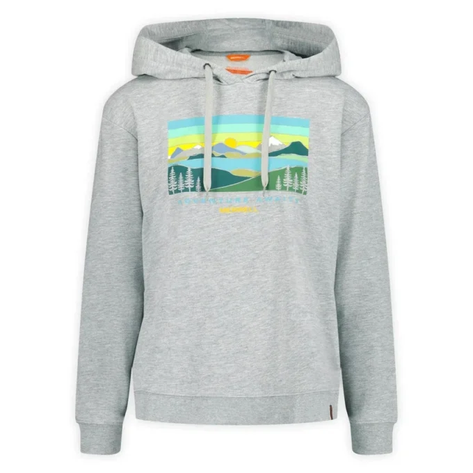 Sudadera con capucha y estampado semicorta Await Adventure para mujer Sudadera con capucha y estampado semicorta Await Adventure para mujer